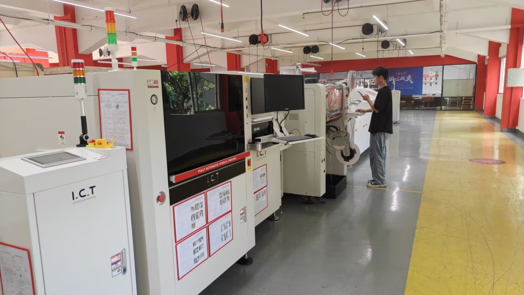 Engineer inspecting equipment functionality at I.C.T headquarters before shipment. Inżynier sprawdzający funkcjonalność sprzętu w centrali ICT przed wysyłką.