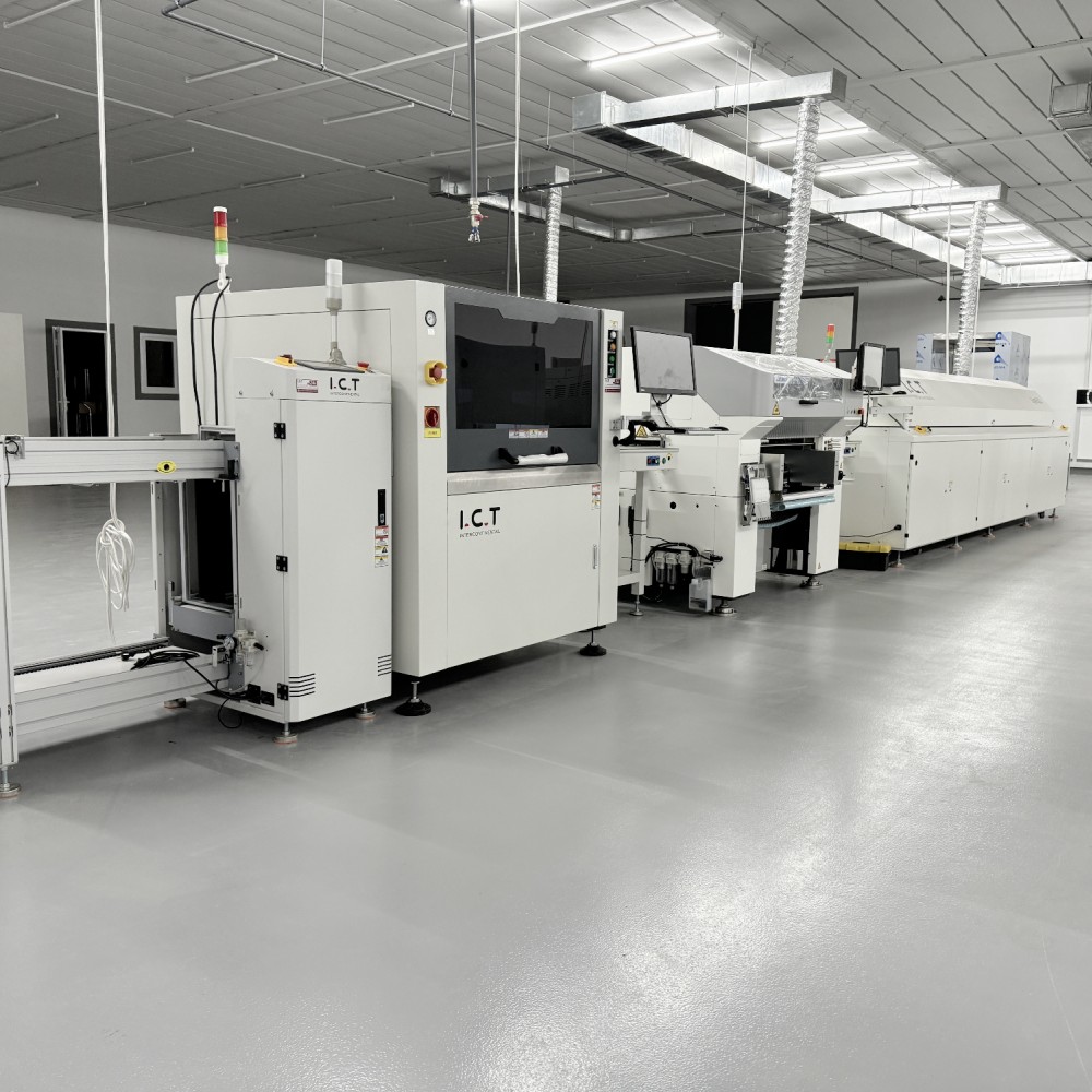 ICT-5134 | W pełni automatyczna drukarka pasty lutowniczej online Maszyna SMT do diod LED