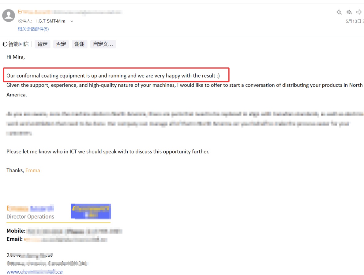 Maszyna do powlekania konformalnego ICT otrzymuje znakomite opinie klient&oacute;w w Ameryce P&oacute;łnocnej.jpg